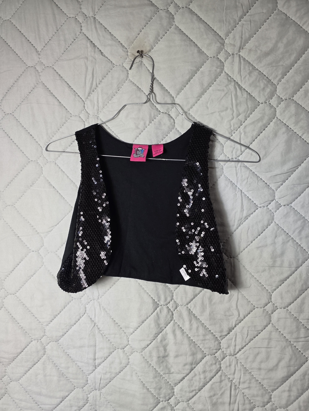 Monster High Kid's Black Sequin Cropped Vest Sz L